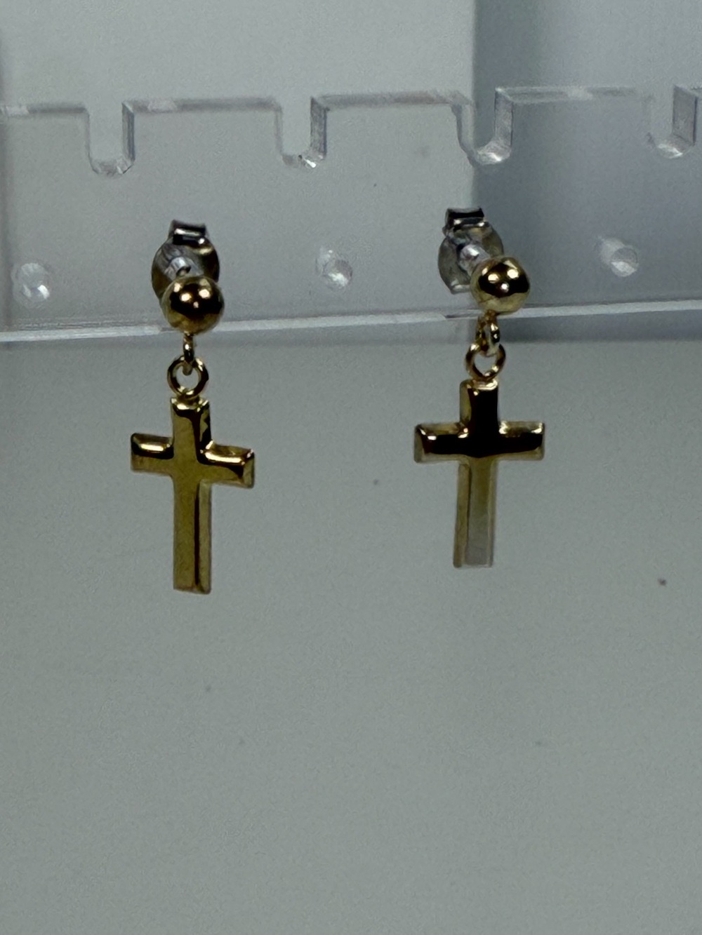 VTG 925 Sterling Silver Cross Dangle Earrings for Women Mother 18K Gold Plated‎